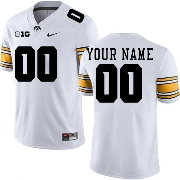 Custom Iowa Hawkeyes Player's Name and Number Football Jersey-White